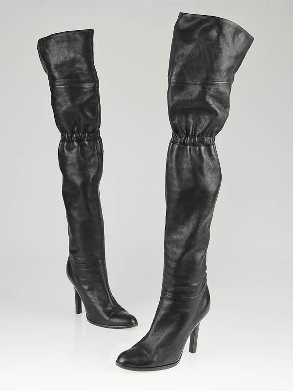 Jimmy Choo Black Leather 24:7 Jump Over-the-Knee Boots Size 6.5/37