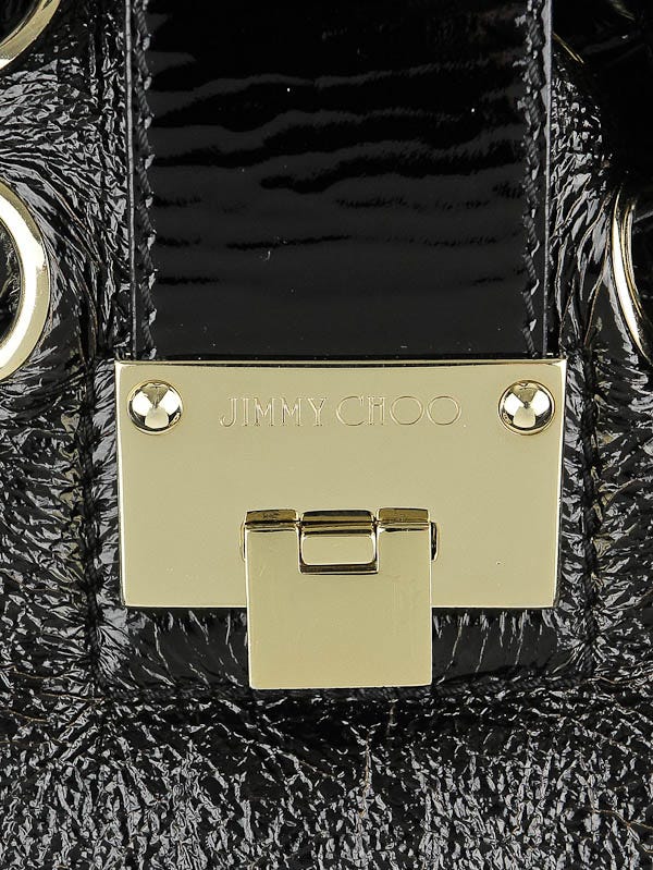 Jimmy Choo Black Patent Leather and Shearling Ramona Bag | Yoogi's