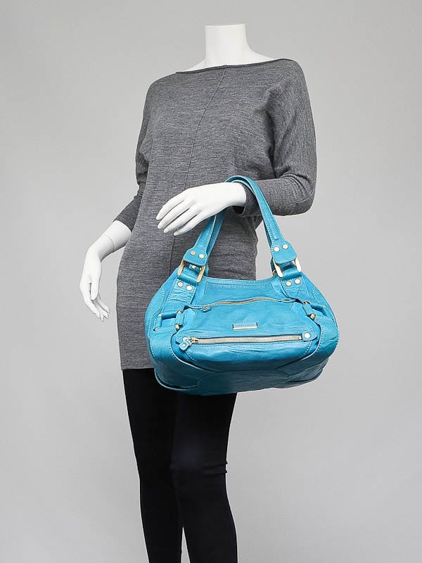 Jimmy Choo 水色スエード パーティーバッグ Jimmy Choo Turquoise Blue Leather/Suede Large Mahala Bag | Yoogi's