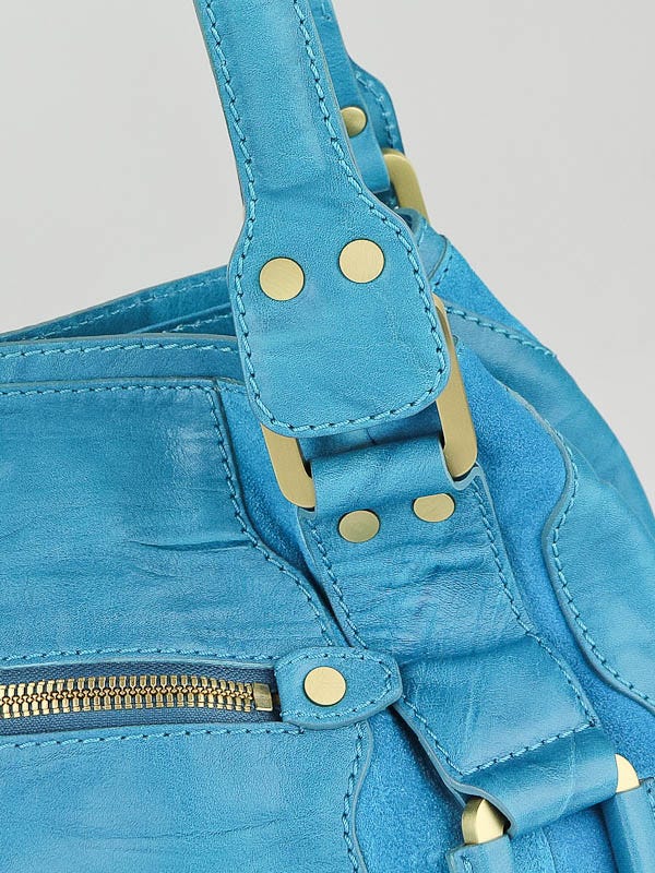 Jimmy Choo 水色スエード パーティーバッグ Jimmy Choo Turquoise Blue Leather/Suede Large Mahala Bag | Yoogi's