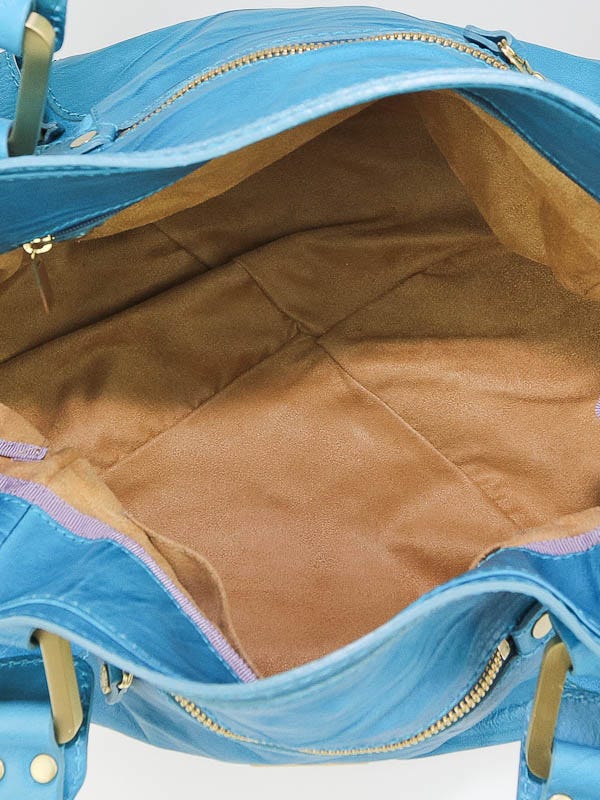 Jimmy Choo Turquoise Blue Leather/Suede Large Mahala Bag | Yoogi's