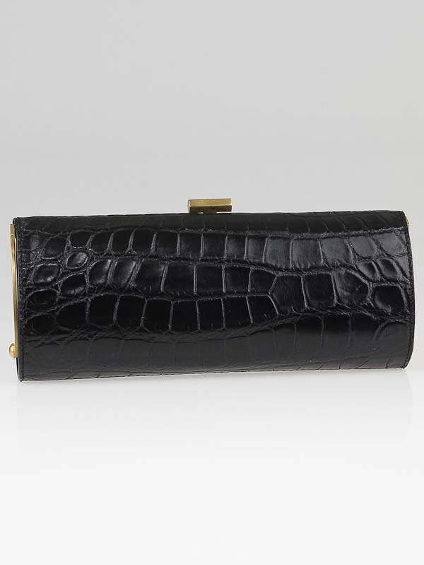 Jimmy Choo Black Crocodile Leather Tube Clutch Bag