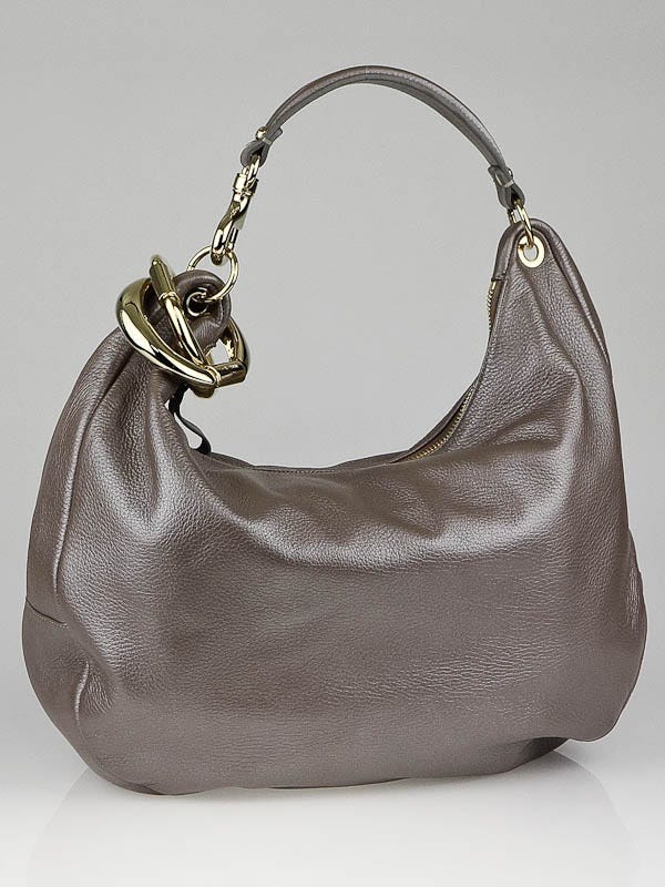 Jimmy Choo Taupe Metallic Deerskin Leather Solar L Bag | Yoogi's ...