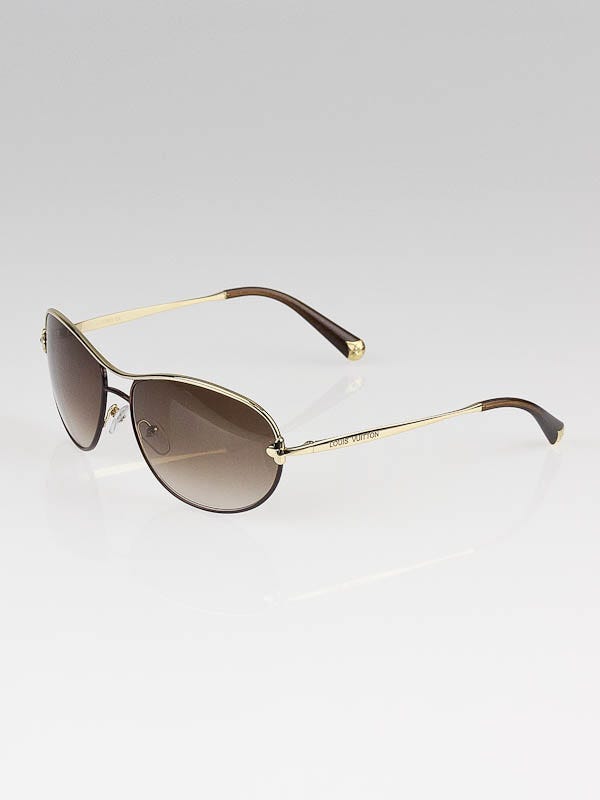 Louis Vuitton Gold Frame Brown Glitter Mimosa Sunglasses