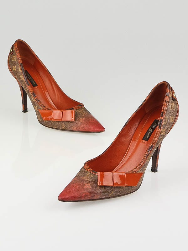 Louis Vuitton Limited Edition Richard Prince Orange Monogram Pulp Heartbreak Pumps Size 8/38.5