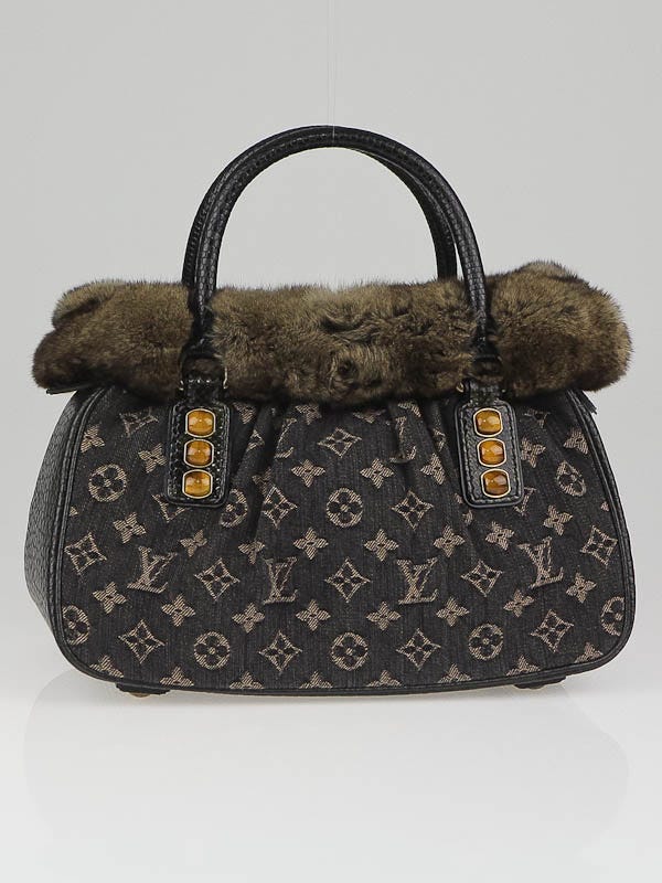 Louis Vuitton Limited Edition Denim Chinchilla Trapeze PM Bag