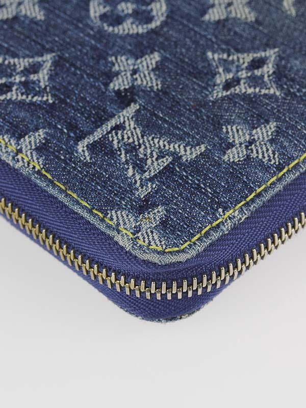 Pre-Owned Louis Vuitton Monogram Denim Mini Zippy Wallet Blue
