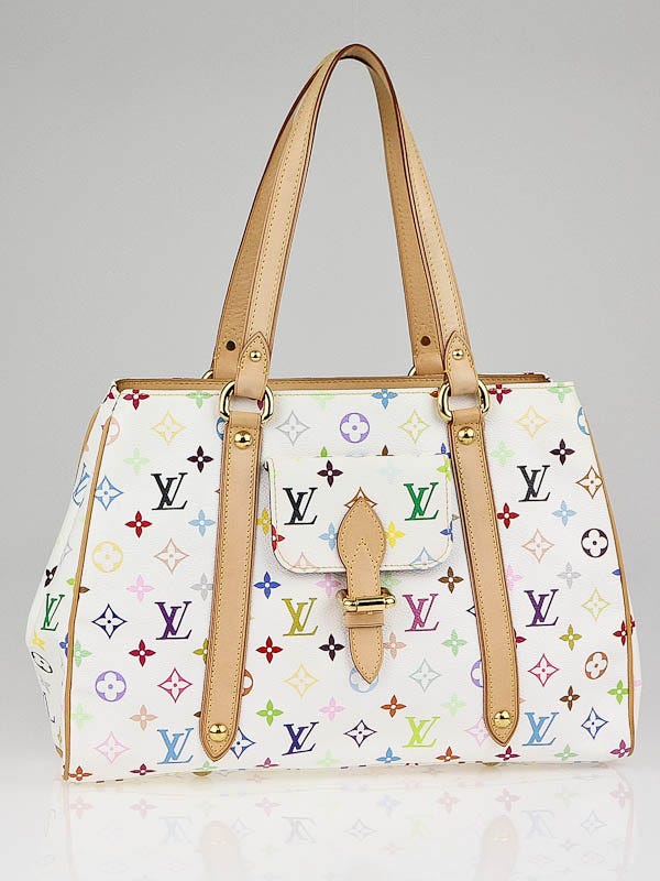 Louis Vuitton White Monogram Multicolore Aurelia MM Tote Bag