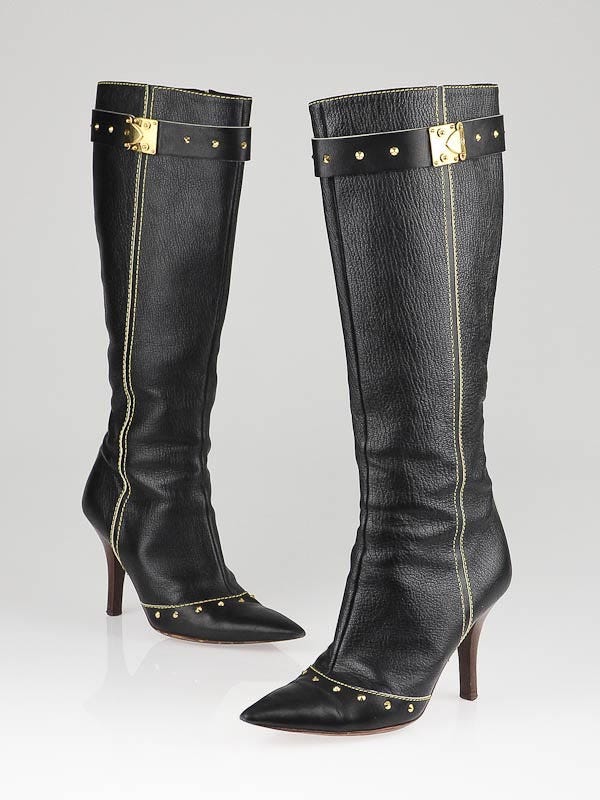 Louis Vuitton Black Suhali Leather Boots Size 7.5/38