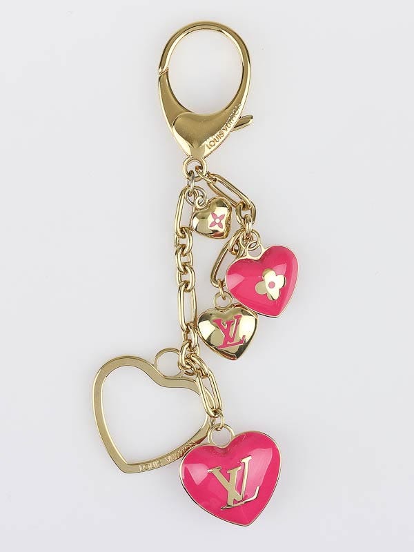 Louis Vuitton Pink Monogram Hearts Key Holder and Bag Charm - Yoogi's Closet