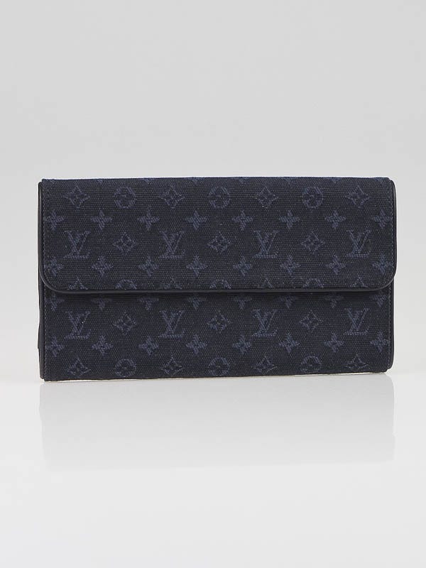 Louis Vuitton Mini-Lin Navy Blue Porte Tresor Wallet *RARE* Authentic