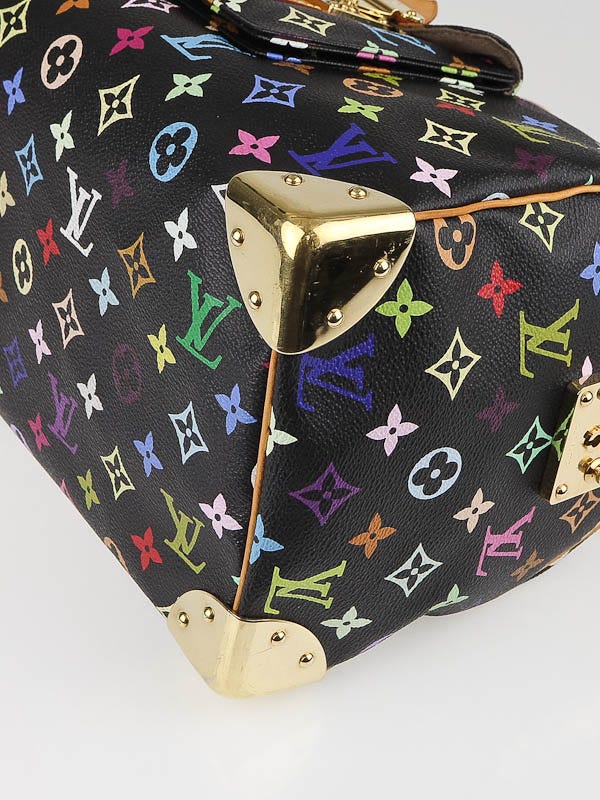 Louis Vuitton Black Monogram Multicolore Speedy 30 Bag w/ Shoulder