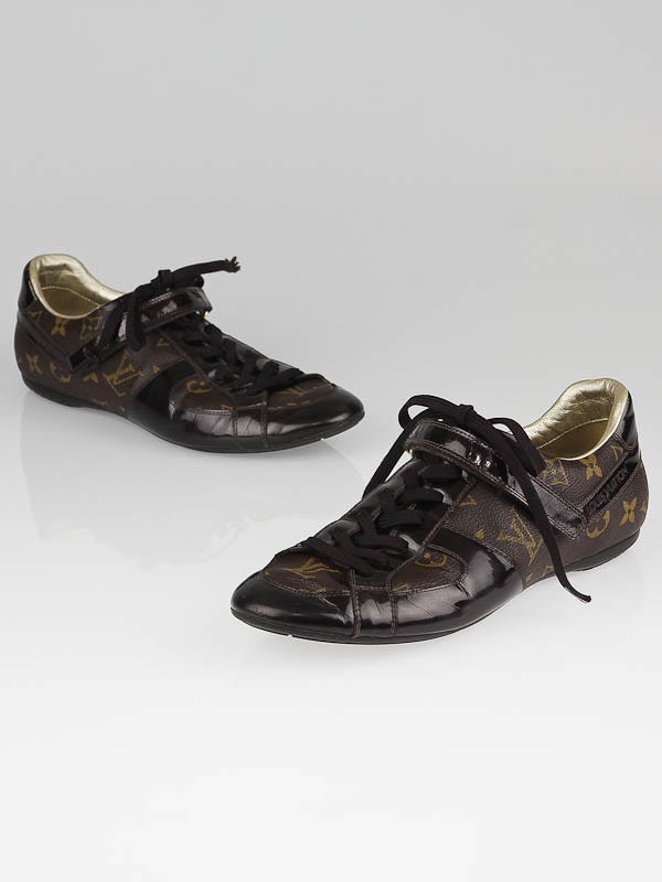 Louis Vuitton Monogram Canvas and Patent Leather Globe Trotter Sneakers  Size 8.5/39 - Yoogi's Closet
