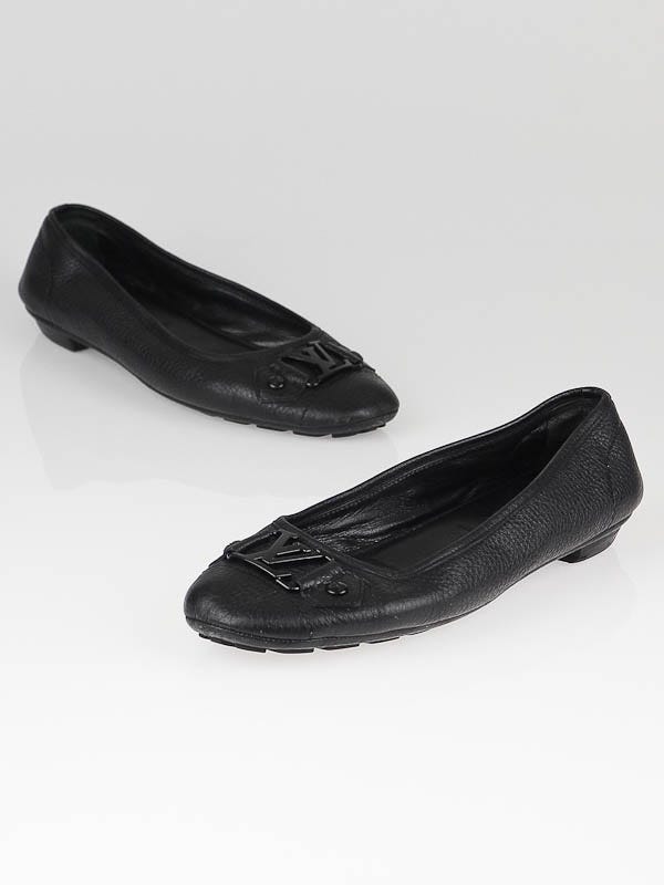 Louis Vuitton Black Leather Ballerina Flats Size 7/37.5