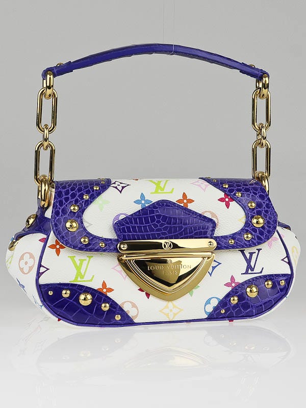 Louis Vuitton Limited Edition Blue Alligator White Monogram Multicolore  Marilyn Bag - Yoogi's Closet