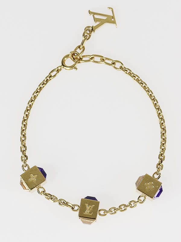 Louis Vuitton Swarovski Crystal Vintage Logos Cube Gamble Bracelet ...