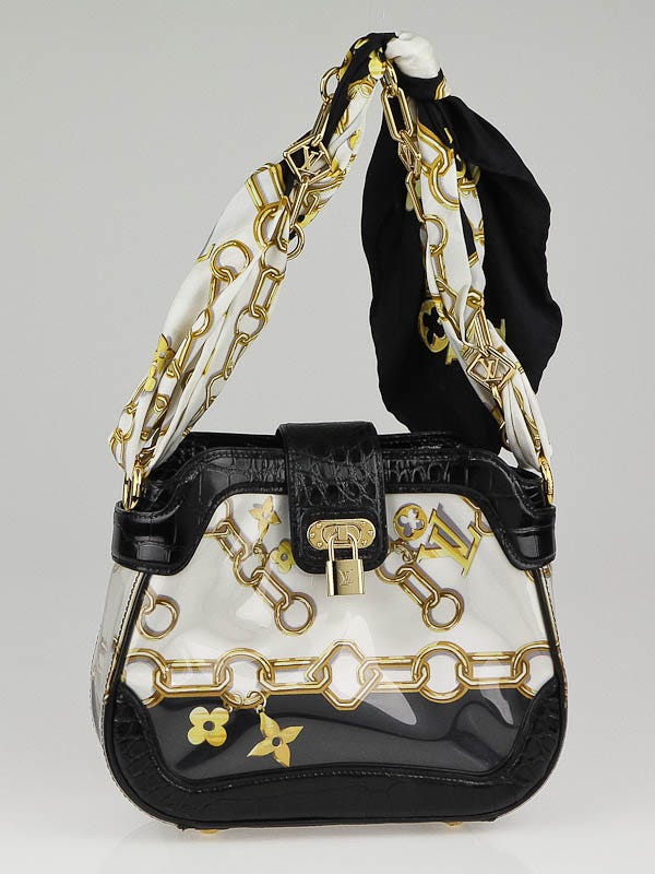 Louis Vuitton Limited Edition White Monogram Charms Linda Alligator Trim Chains Bag
