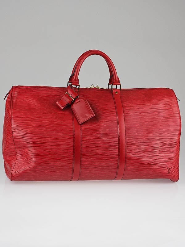Louis Vuitton Red Epi Leather Keepall 50 Bag