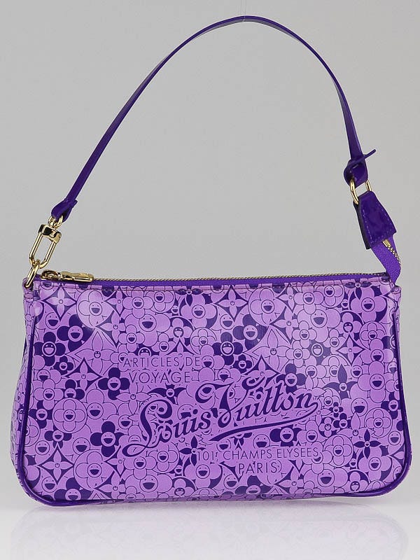 Louis Vuitton Limited Edition Violet Leather Cosmic Blossom Accessories Pochette Bag