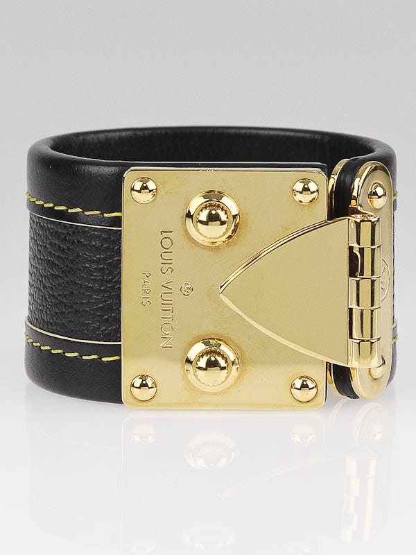 Louis Vuitton Black Suhali Leather Koala Bracelet Size M - Yoogi's Closet