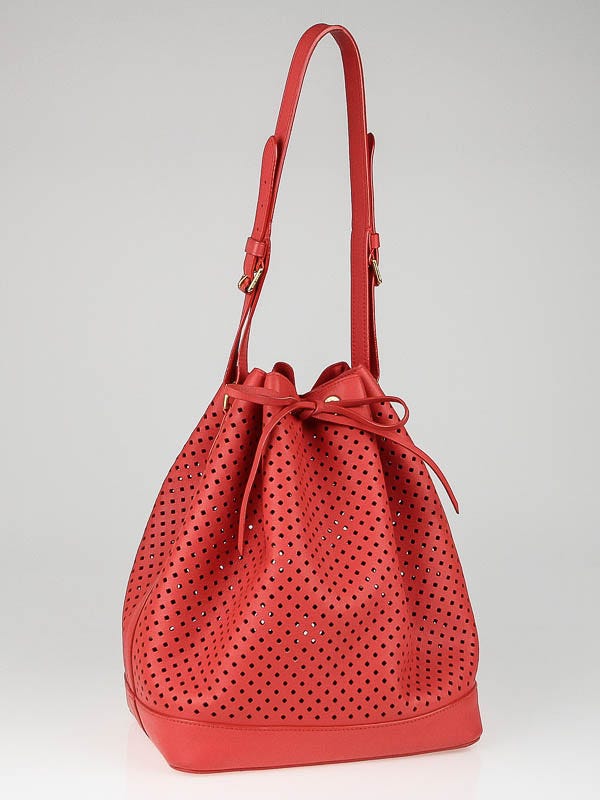 Louis Vuitton Limited Edition Corail Flore Perforated Leather Noe Bag