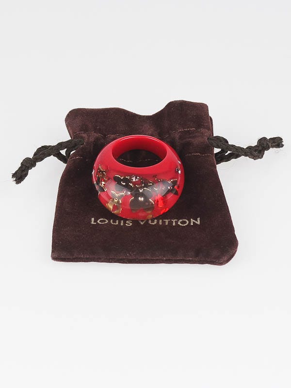 Louis Vuitton Red Resin Monogram Inclusion Ring Size 6.5 - Yoogi's Closet