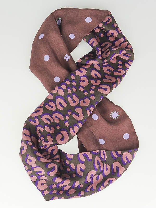 Louis Vuitton Mauve Leopard Silk Snood Infinity Scarf