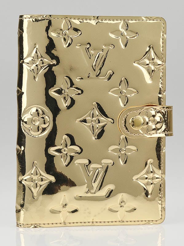 Gold Louis Vuitton Monogram Miroir Small Ring Agenda Cover