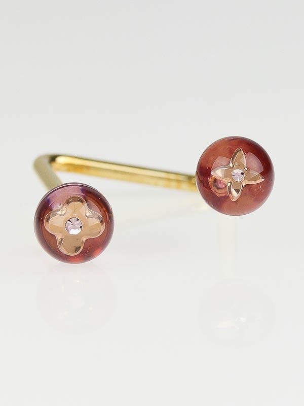 Louis Vuitton Pink Resin and Goldtone Monogram Sweet Flower Rings