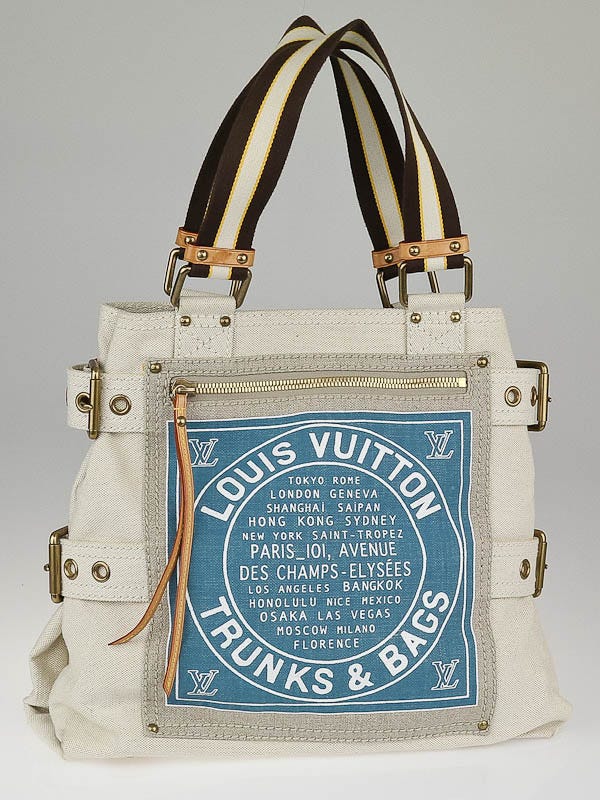 Louis Vuitton Limited Edition Blue Toile Globe Shoppers Cabas MM Bag