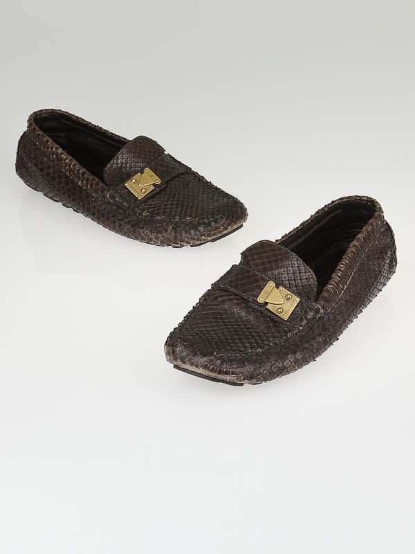Louis Vuitton Brown Anaconda Lombok Driving Loafers Size 7.5/38