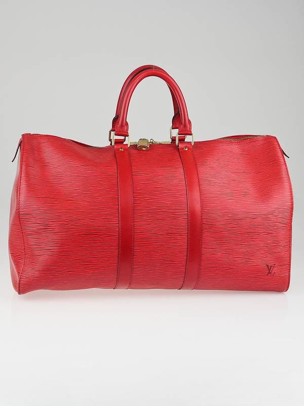 Louis Vuitton Red Epi Leather Keepall 45 Bag - Yoogi's Closet