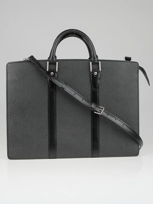 Louis Vuitton Black Taiga Leather Lozan Briefcase