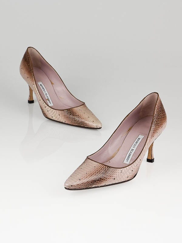 Manolo Blahnik Pink Ombre Watersnake Pumps Size 6.5/37