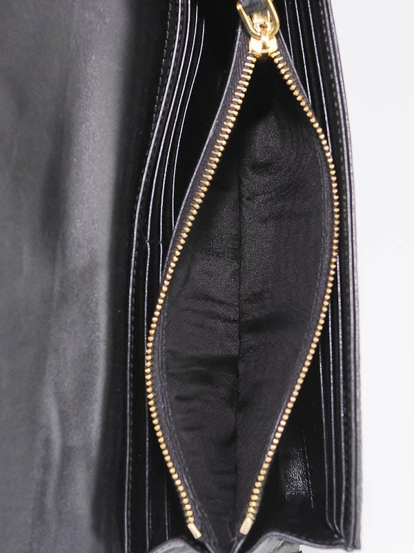Miu Miu Black Crocodile Embossed Leather St. Cocco Lux Continental
