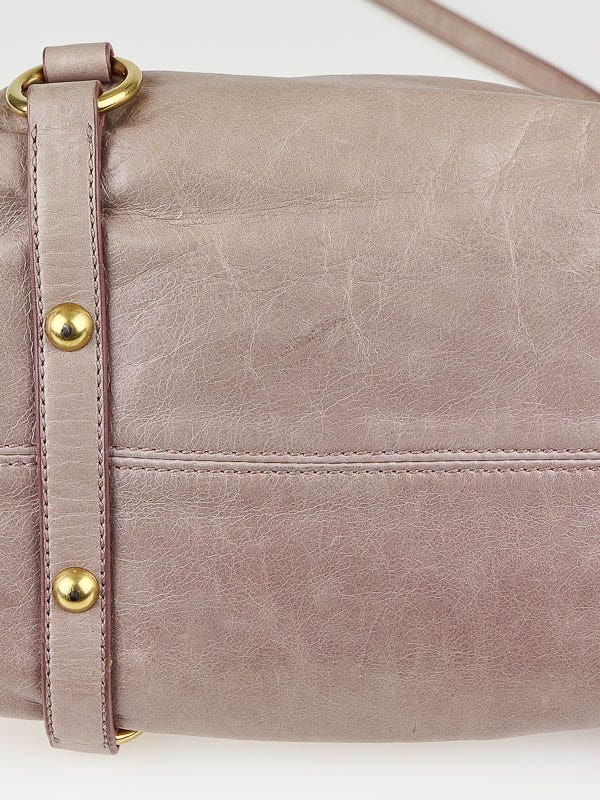 Miu Miu Brown Vitello Lux Fold-Over Mini Bow Satchel Bag - Yoogi's Closet