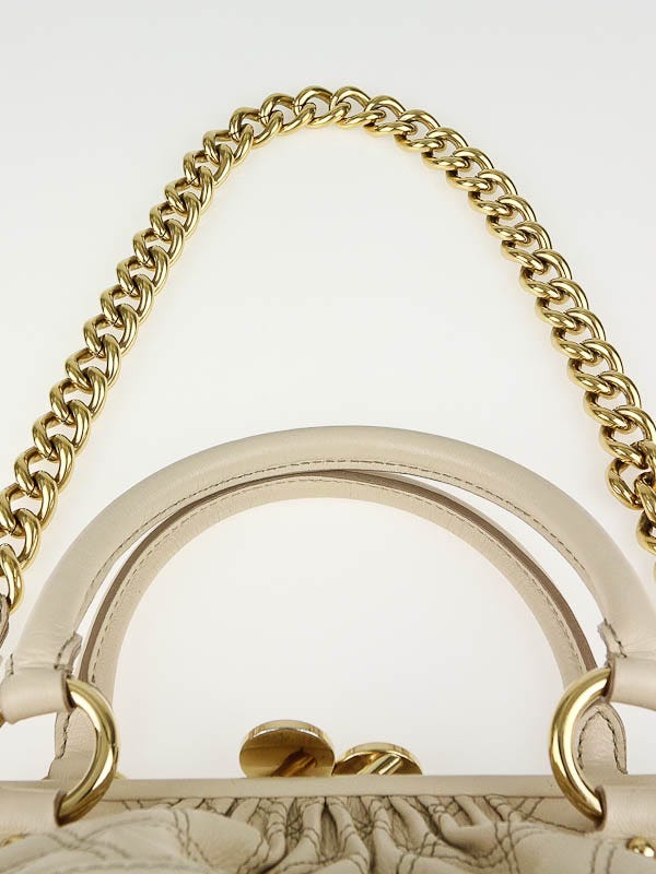 Marc Jacobs Ivory Quilted Leather Stam Bag | Yoogi's Closet