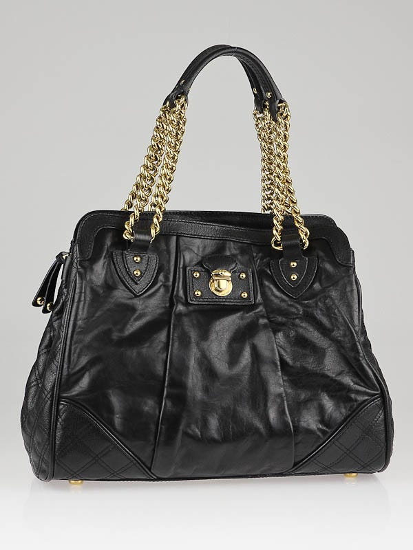 Marc Jacobs Black Leather Mix Quilted Classic East-West Tote Bag