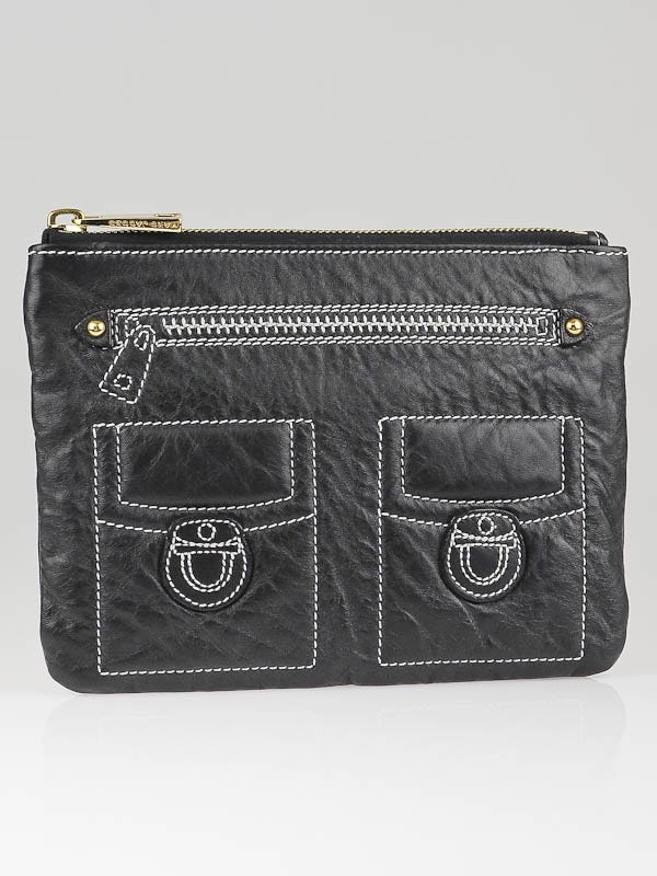 Marc Jacobs Black Leather Trompe L'Oeil Clutch Bag