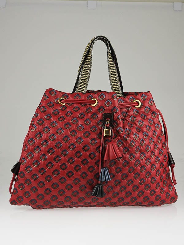 Marc Jacobs Red Quilted Leather Robert Lexie Shopper Tote Bag