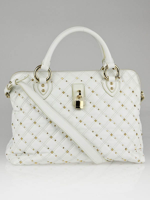 Marc Jacobs White Leather Rio Stardust Studded Satchel Bag