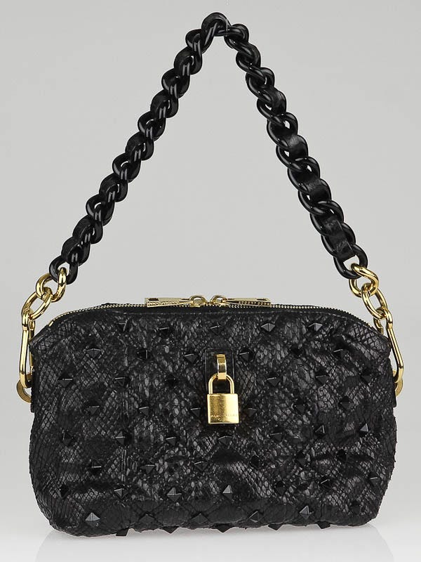 Marc Jacobs Black Monogram Embossed Leather Shoulder Strap Marc