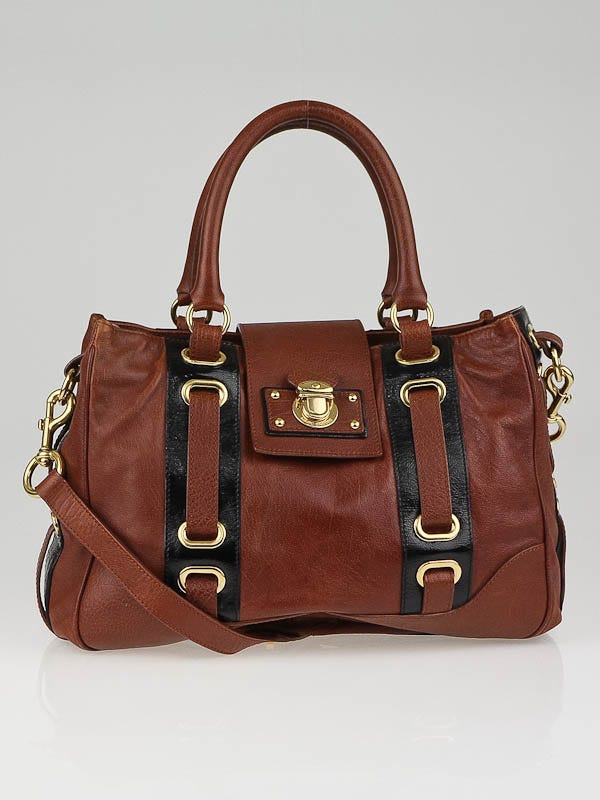 Marc Jacobs Chestnut Leather Striping Slouchy Tote Bag Yoogi s