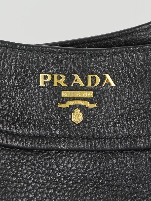 Prada Black Vitello Daino Leather Hobo Bag BR4506 | Yoogi's Closet