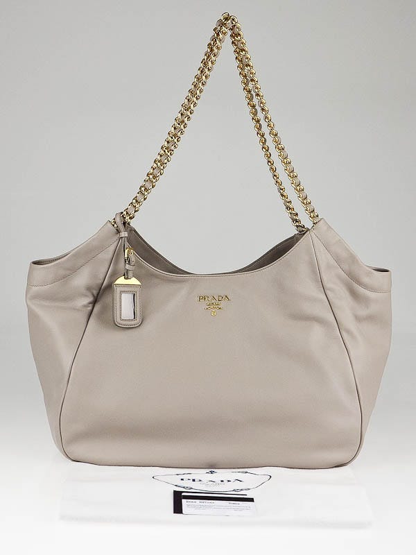 Prada Pomice Soft Calfskin Leather Chain Tote Bag BR4826 | Yoogi's