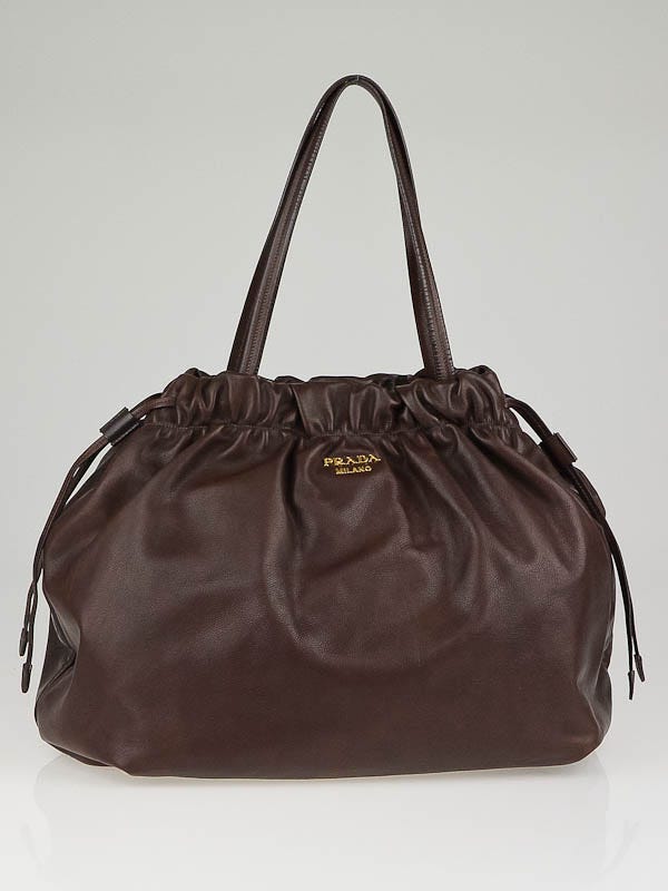 Prada Nocciolo Soft Calfskin Leather Shopping Tote Bag BR4240