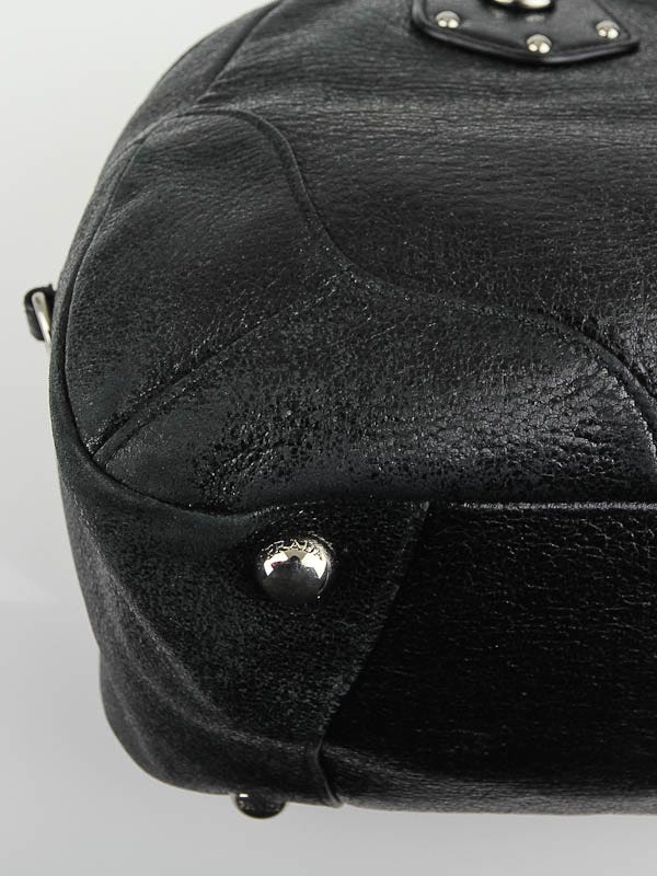 Prada Black Cervo Leather Lux Chain Shoulder Tote Bag BL0434 - Yoogi's  Closet