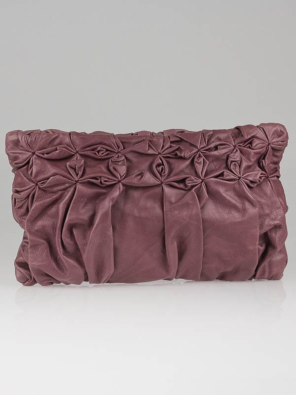 Prada Lampone Diamond Pleated Royal Calf Leather Pochette Clutch Bag BP0204