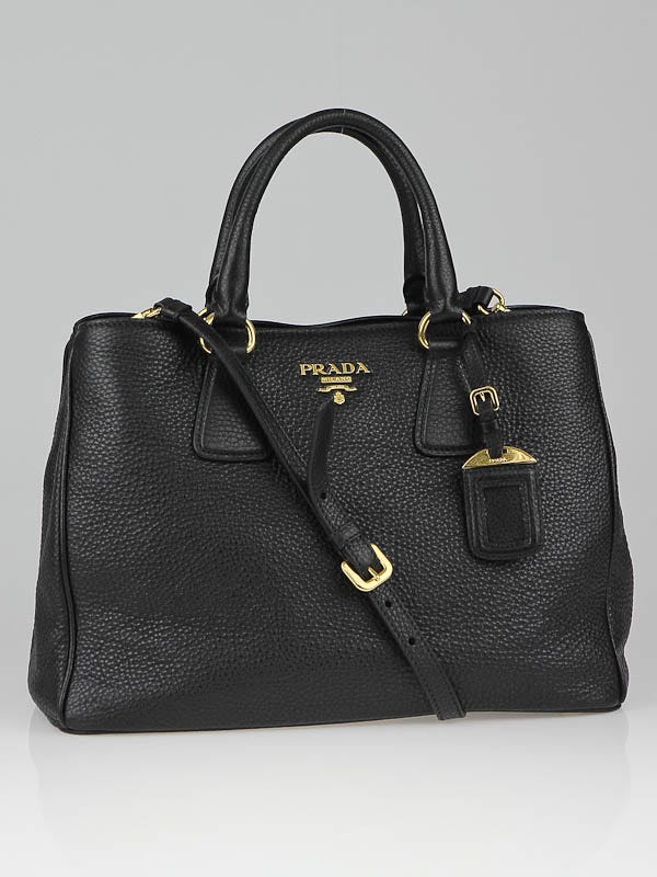 Prada Black Pebbled Leather Vitello Daino Tote Bag BN2579