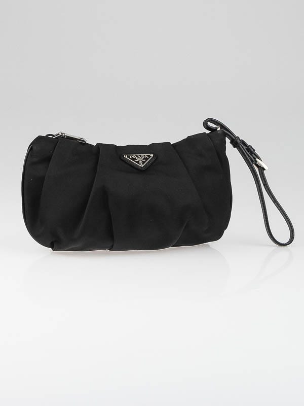 Prada Black Tessuto Nylon Wristlet Clutch Bag